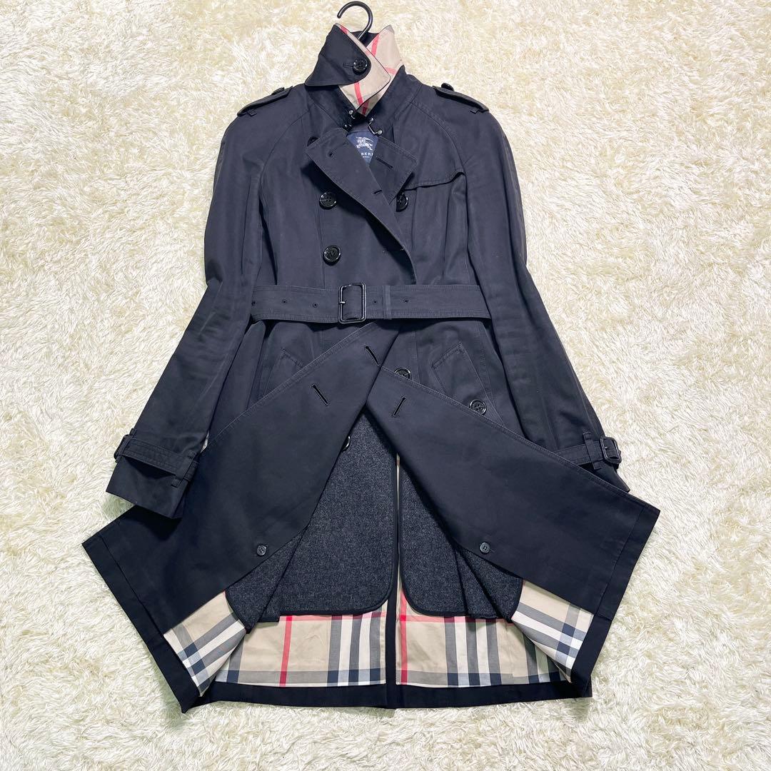 美品　バーバリーロンドン　トレンチコート　黒　ライナー　メガチェック　ベルト