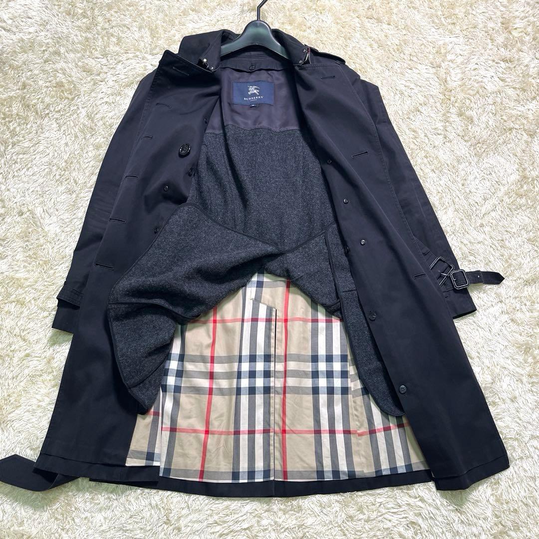 美品　バーバリーロンドン　トレンチコート　黒　ライナー　メガチェック　ベルト