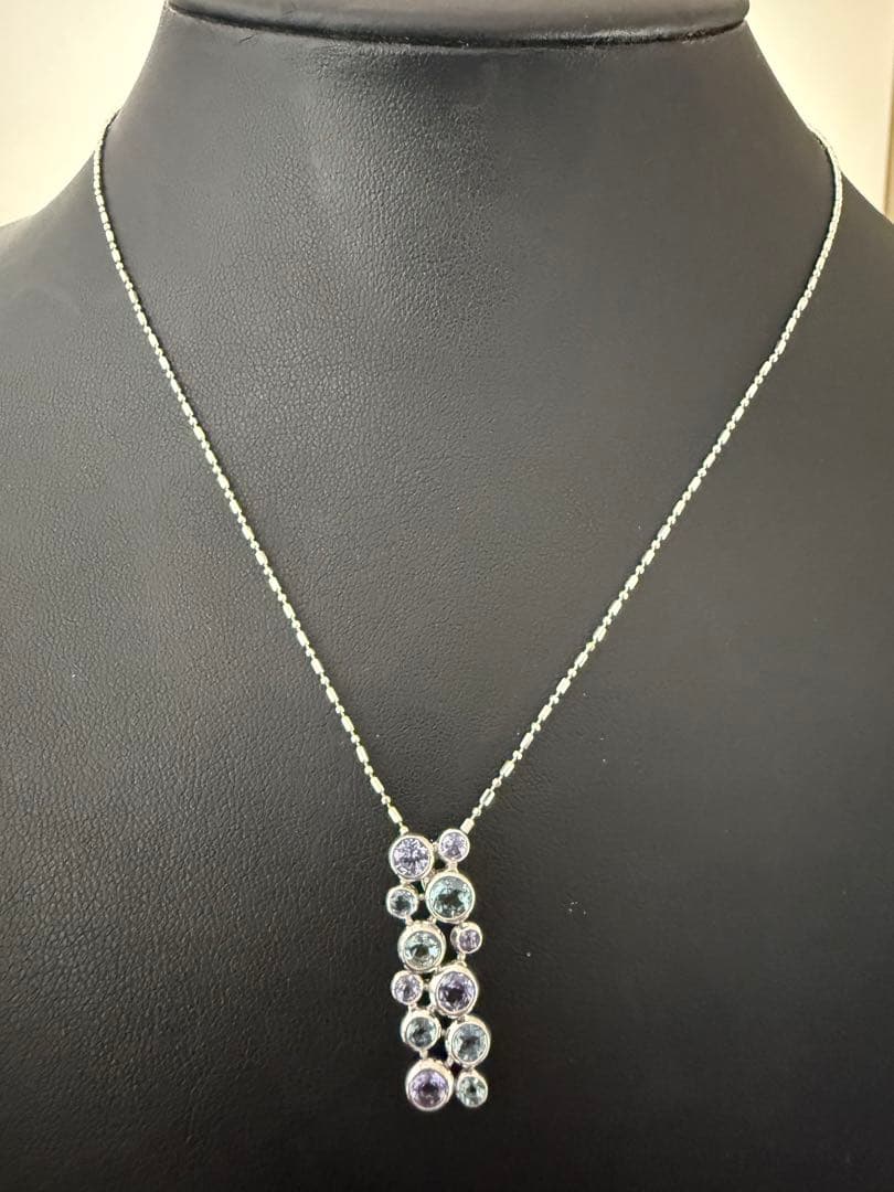 売り切り特価❣️k18 WG アクアマリン　タンザナイト入りネックレス