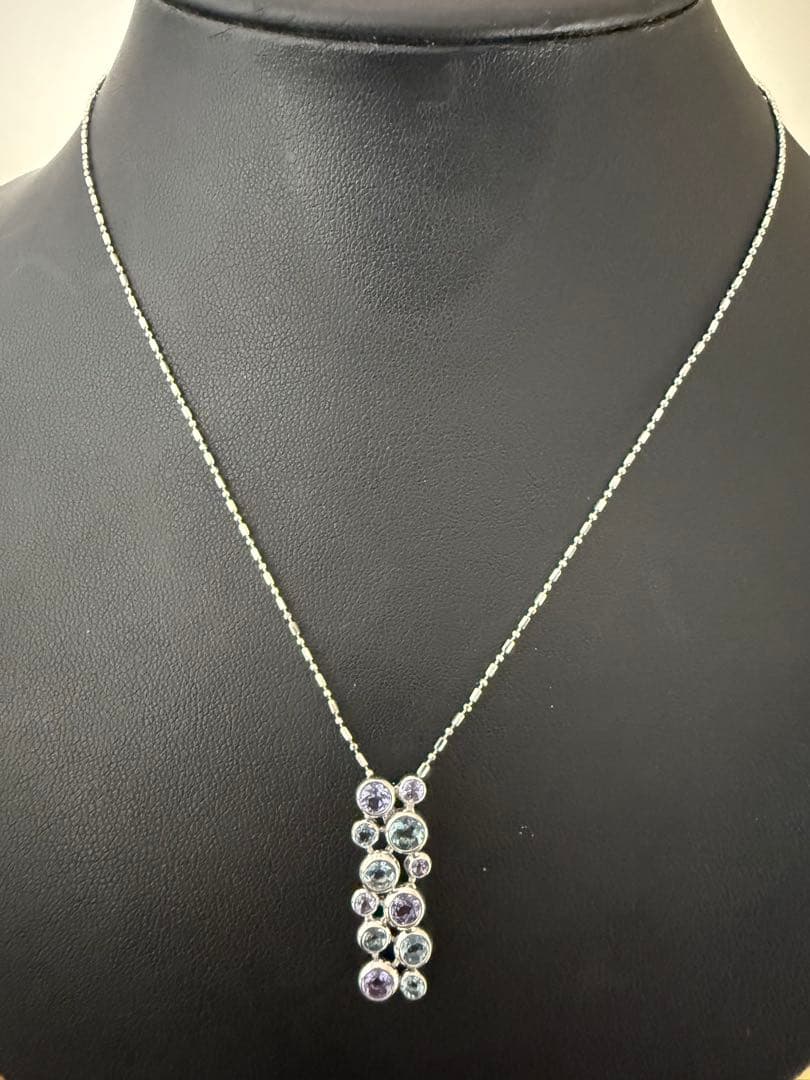 売り切り特価❣️k18 WG アクアマリン　タンザナイト入りネックレス