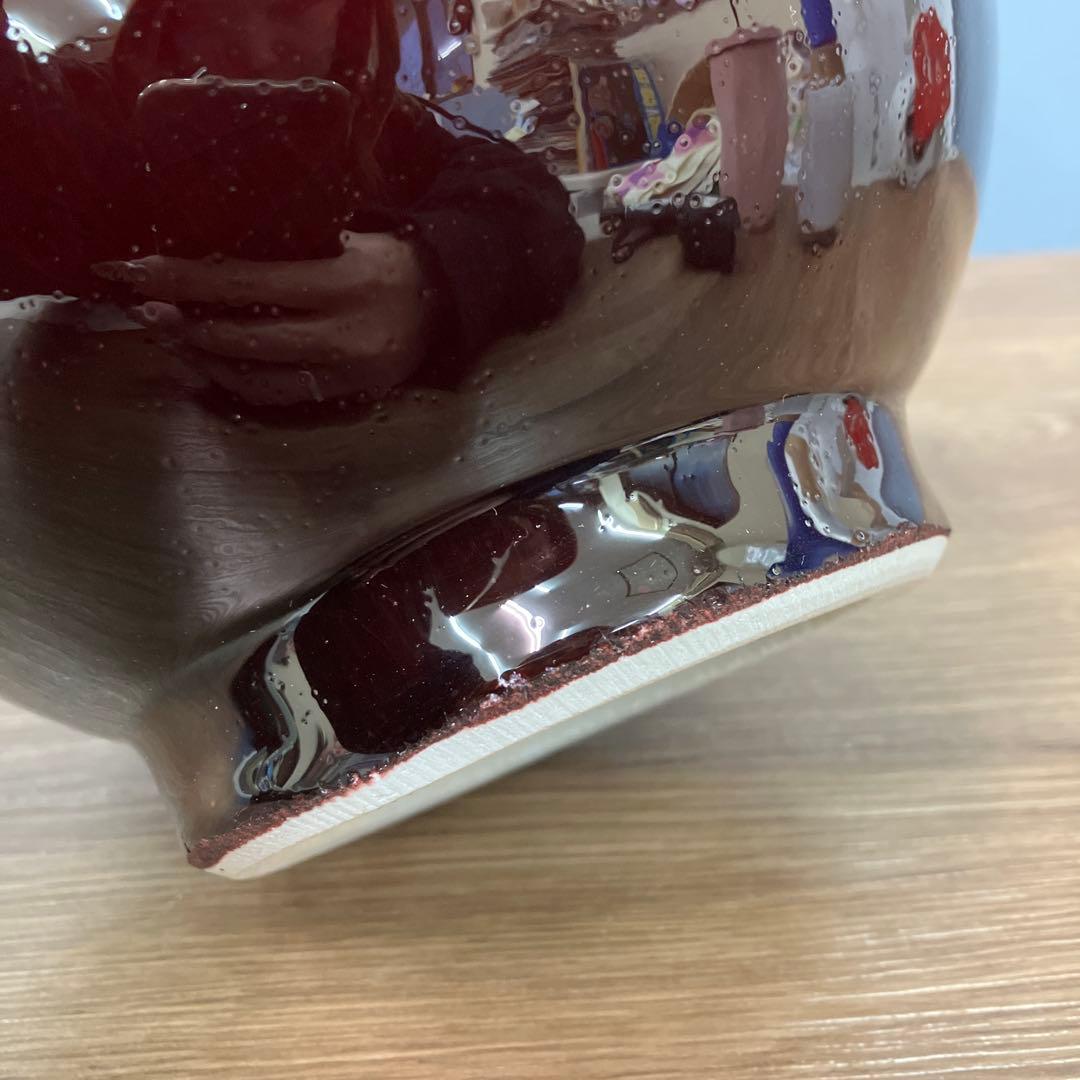 4F 美品 中国美術 景徳鎮製 郎紅 辰砂 花瓶 飾り壺 牛血紅 骨董 陶磁器