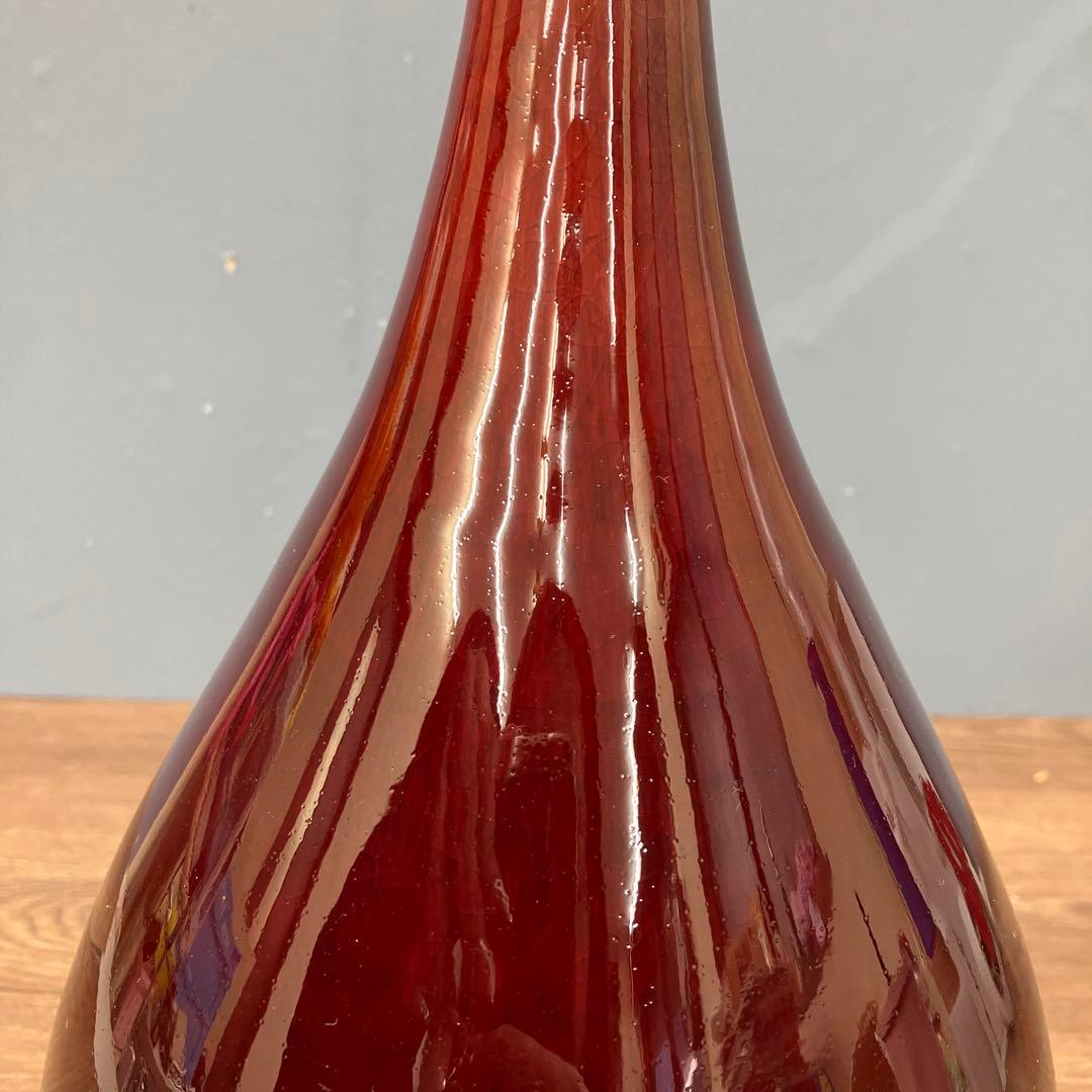4F 美品 中国美術 景徳鎮製 郎紅 辰砂 花瓶 飾り壺 牛血紅 骨董 陶磁器