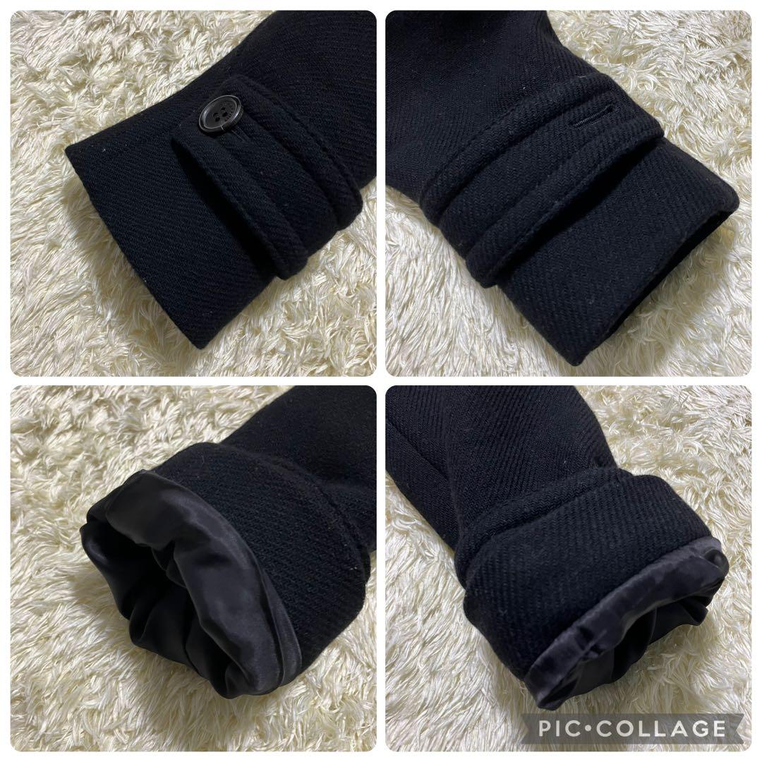 バーバリーロンドン ダッフルコート メガチェック ウール 水牛トグル 黒 M