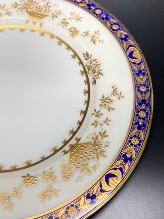 ミントン 最高級 ダイナスティ 金彩　コバルト ゴールド プレート　大皿