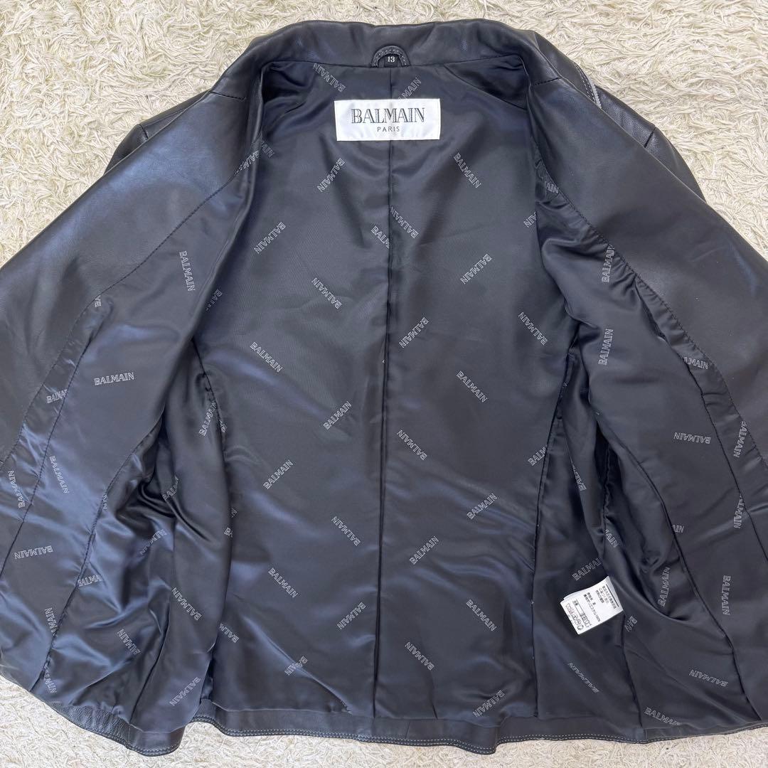美品　バルマン　レザーテーラードジャケット　ラムレザー　ステッチ　ブラック　XL