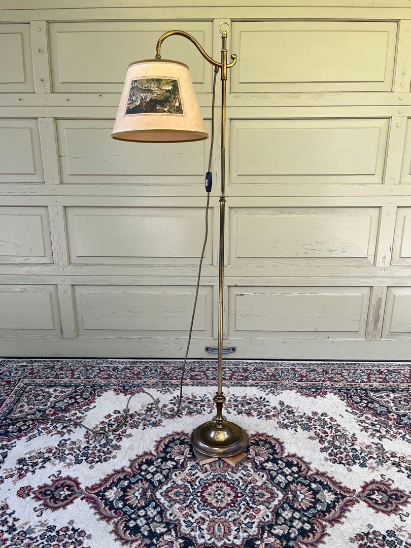 ぱせり　真鍮フロアライトクラシック 狩猟画 ランプシェード