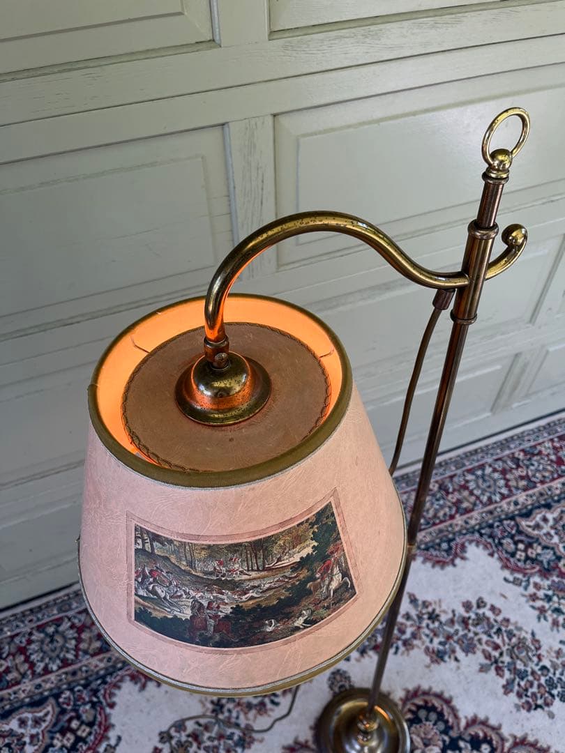 ぱせり　真鍮フロアライトクラシック 狩猟画 ランプシェード