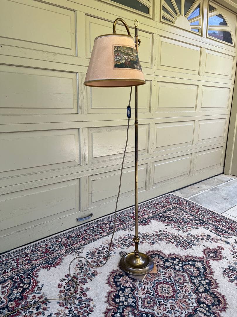 ぱせり　真鍮フロアライトクラシック 狩猟画 ランプシェード