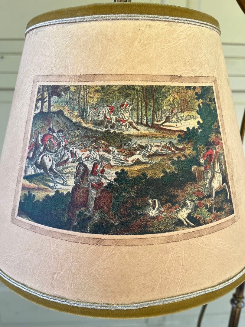 ぱせり　真鍮フロアライトクラシック 狩猟画 ランプシェード