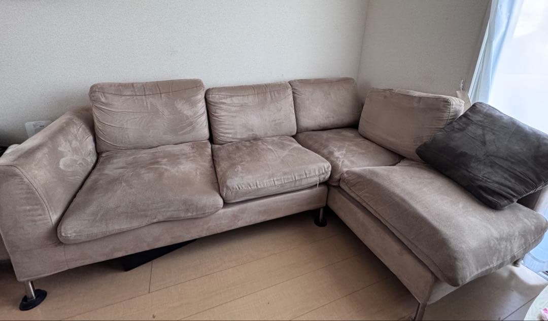 神奈川県泉区ベージュ L字型ソファ ファブリック