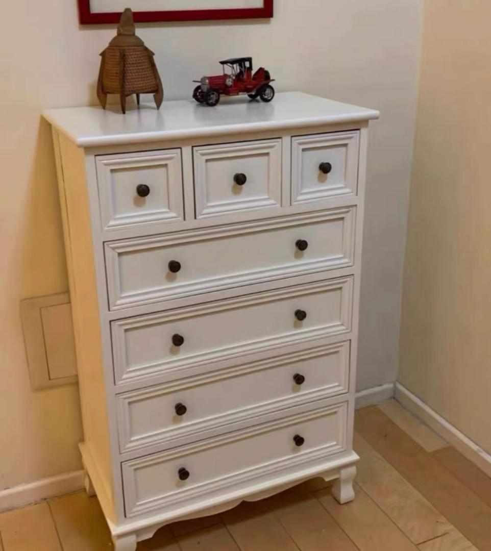 ホワイト木製チェスト 5引き出し