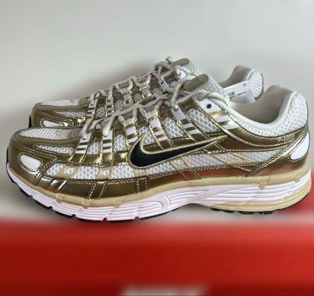 NIKE P-6000 GLD 25cm 白金黒 ダッドシューズ スニーカー