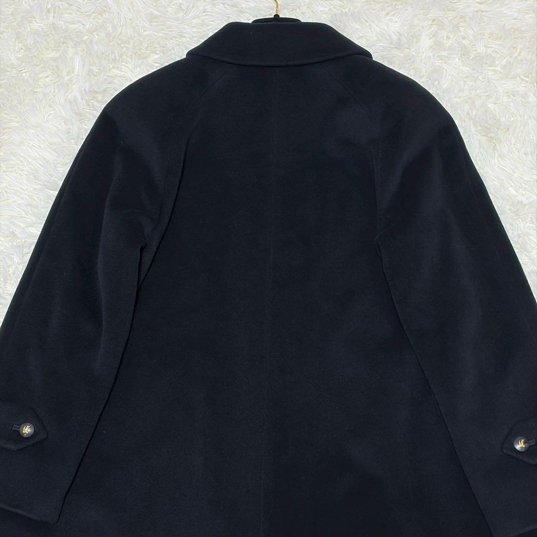 最高級 美品 金ロゴ バーバリー プレステージ ロングコート アンゴラ ブラック