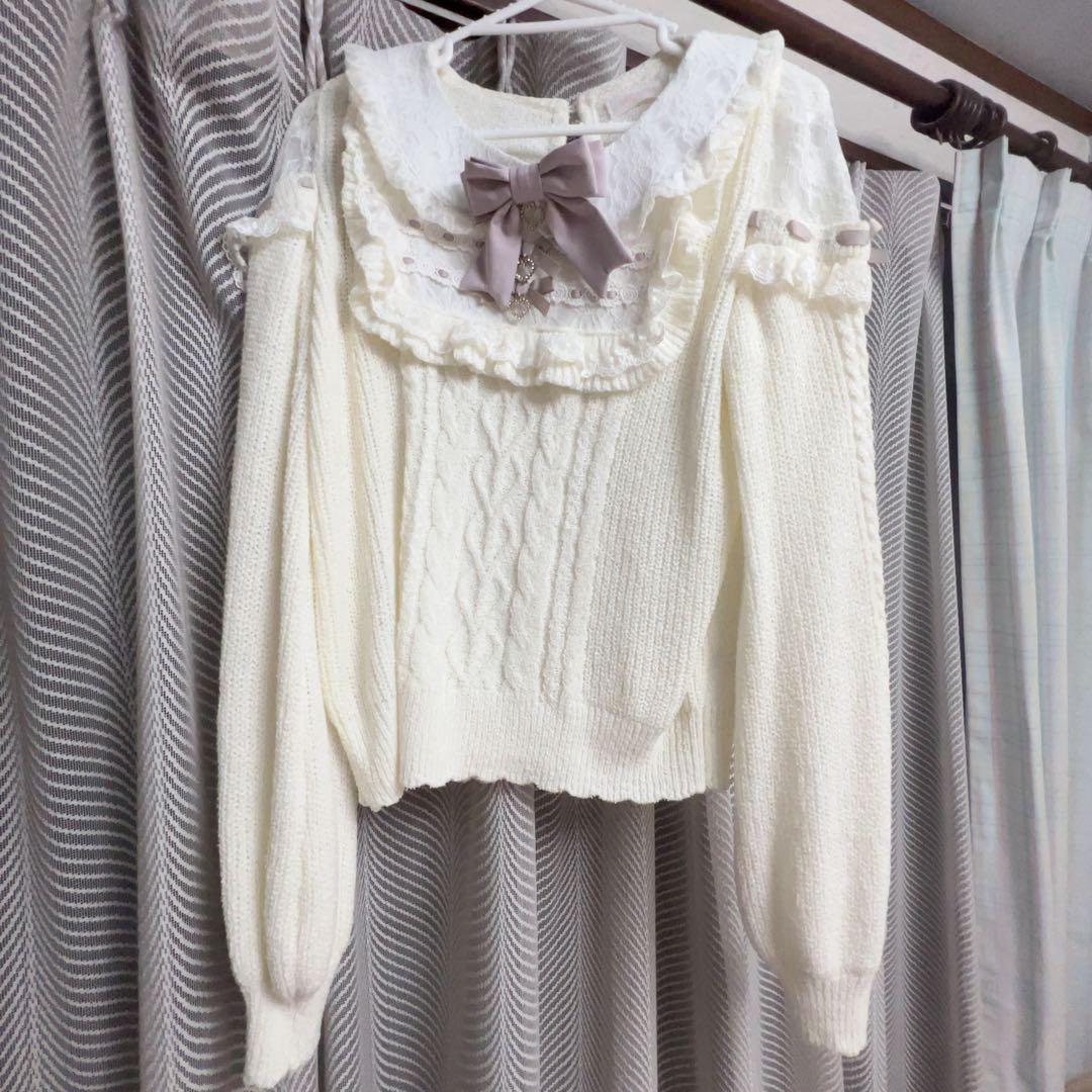 スクエアヨークフリルニット トップス LIZLISA