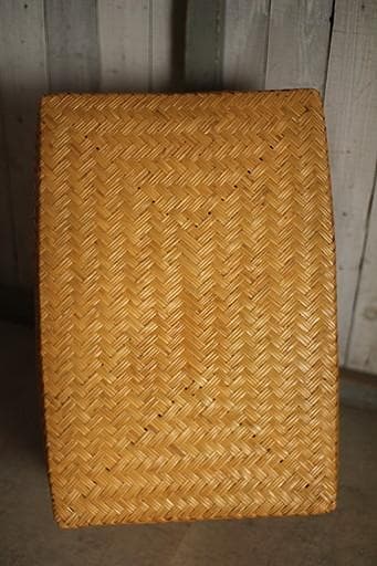 状態良く形の綺麗な古い竹編みの収納かご　行李　竹籠　篭　古道具