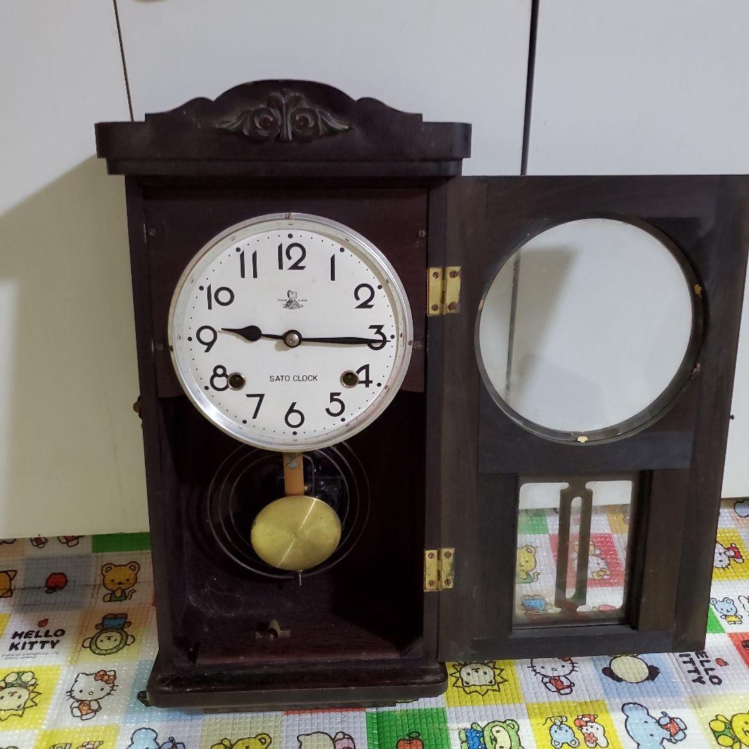 昭和レトロ　SATO時計　ボンボン時計　振り子時計　ジャンク品　音なり確認