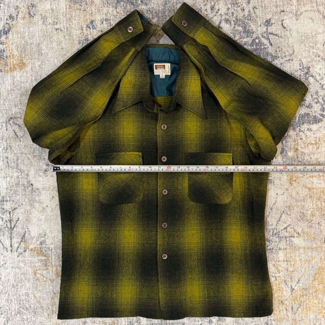 【絶妙配色 オンブレ】モンゴメリーワード 黒黄緑シャドウチェック ボードシャツ