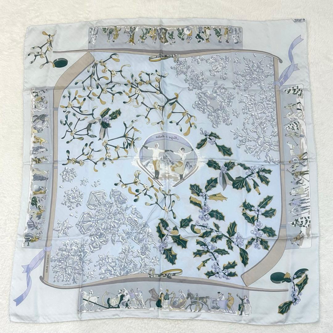 極美品✨エルメス カレ90 スカーフ Neige d'Antan 去年の雪 大判