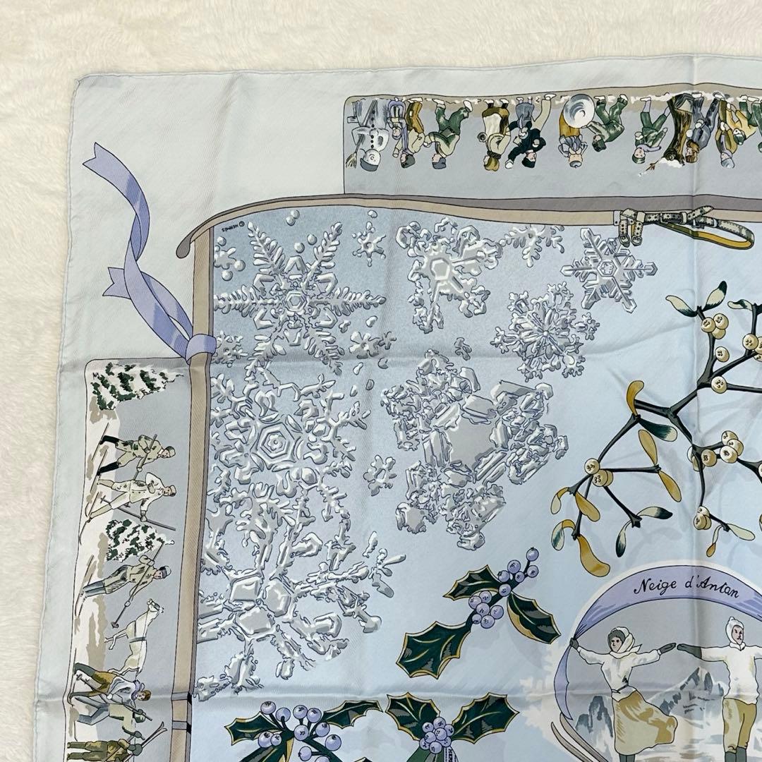 極美品✨エルメス カレ90 スカーフ Neige d'Antan 去年の雪 大判