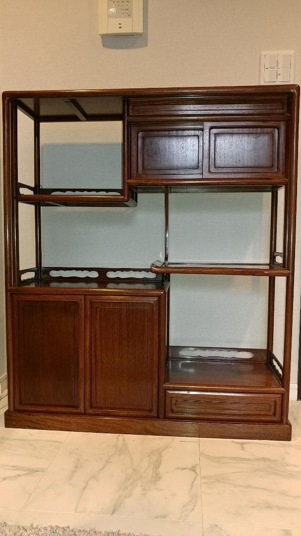 茶棚 茶箪笥 飾り棚 違い棚 茶道具透かし彫り 和箪笥 アンティーク