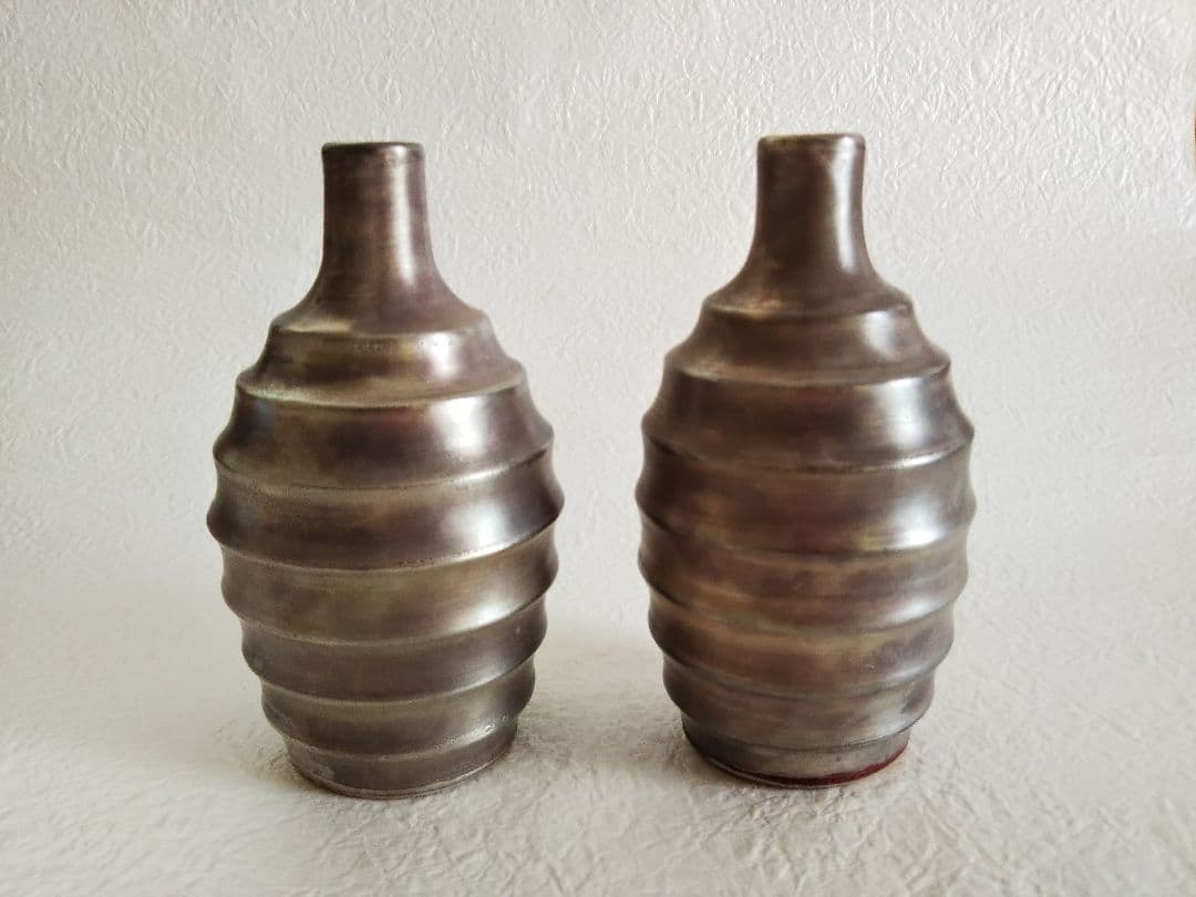 北大路魯山人　銀彩赤呉須徳利