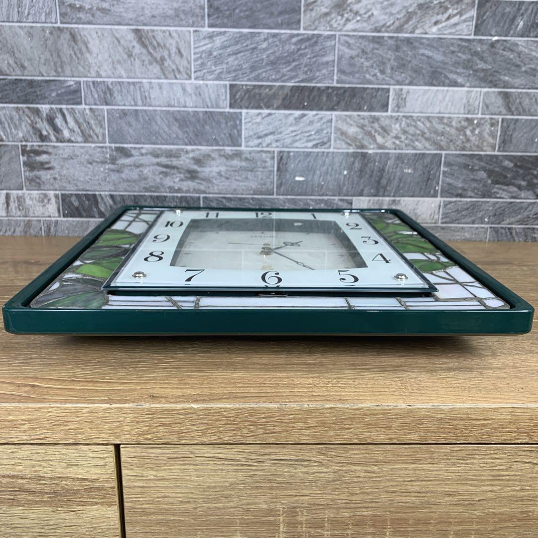 生産終了品　希少　リズム時計　EMUAIR　ステンドグラス枠　電波掛け時計