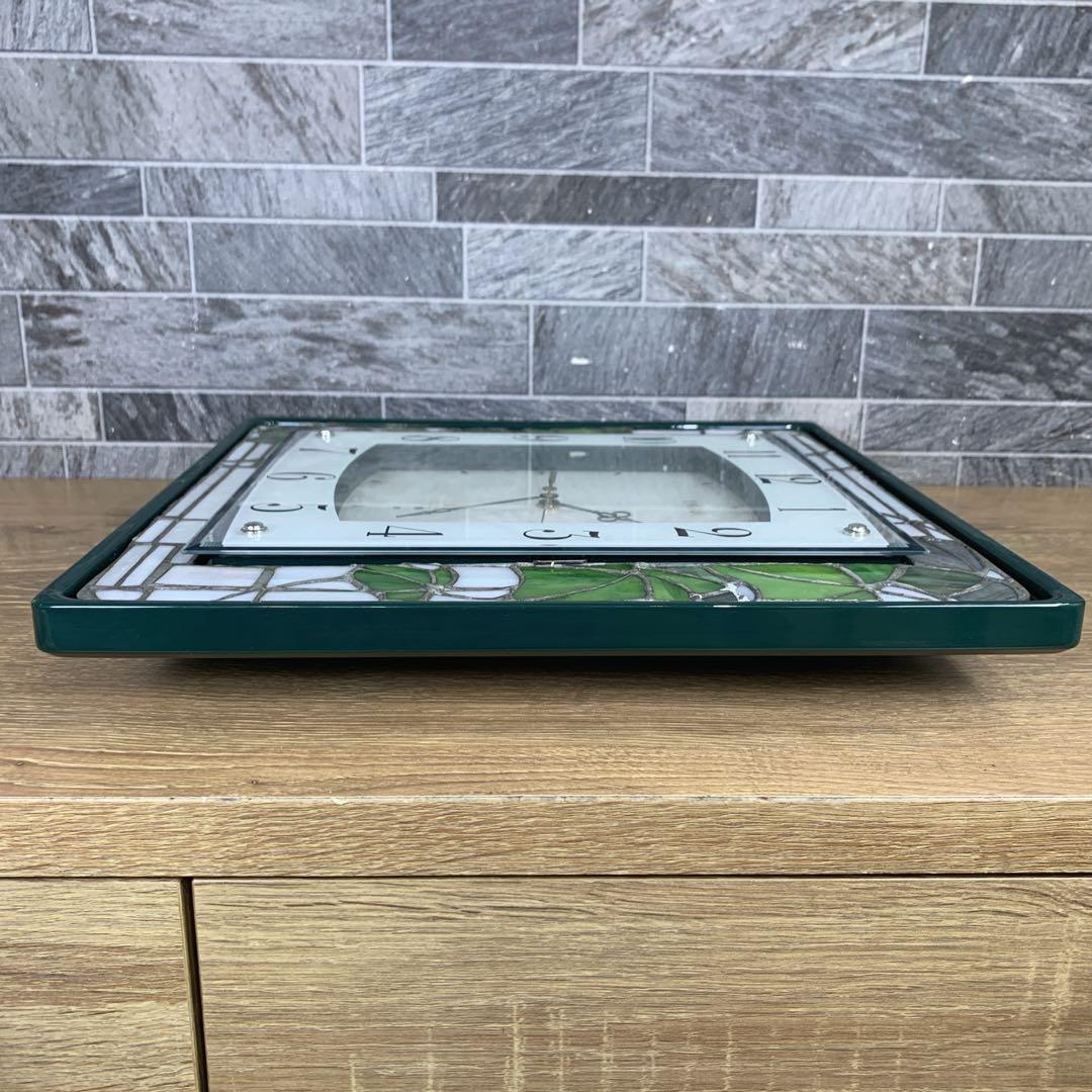 生産終了品　希少　リズム時計　EMUAIR　ステンドグラス枠　電波掛け時計