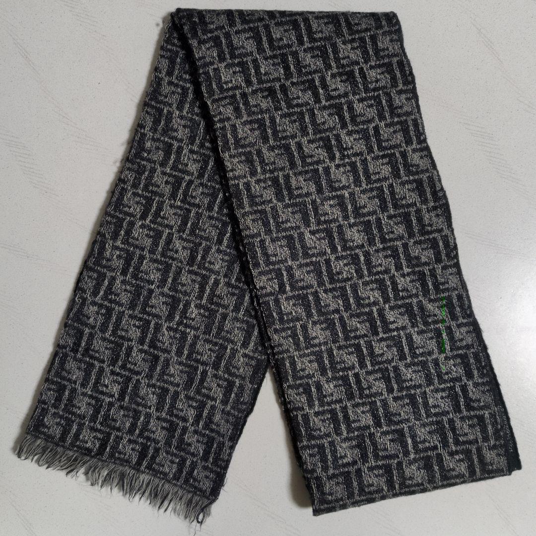FENDI ズッカ柄 マフラー ストール 総柄 グレー ウール100%
