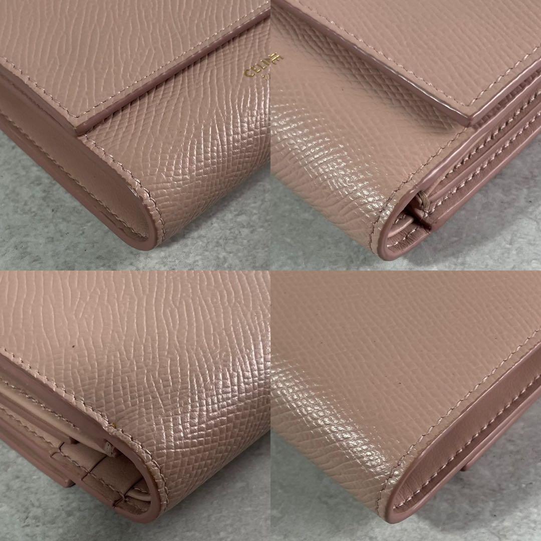 CELINE 現行 スモールトリフォールドウォレット セリーヌ ミニ財布 ピンク