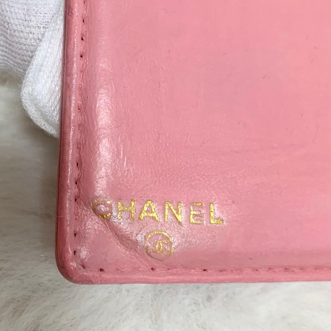 CHANEL 二つ折り財布 ココマーク キャビアスキン がま口 ピンク
