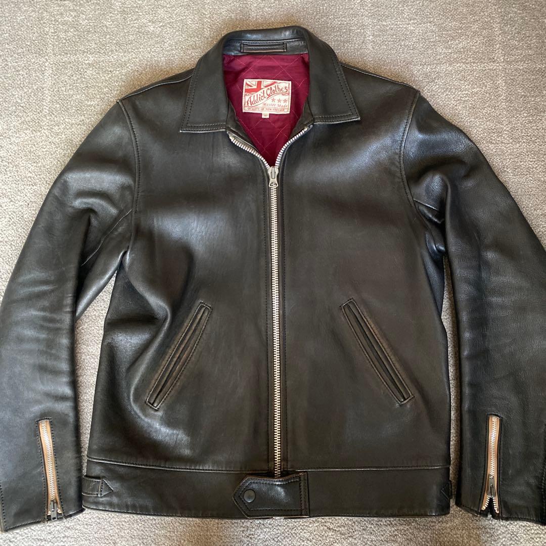 Addict Clothes レザーシングルライダースジャケット、サイズ40