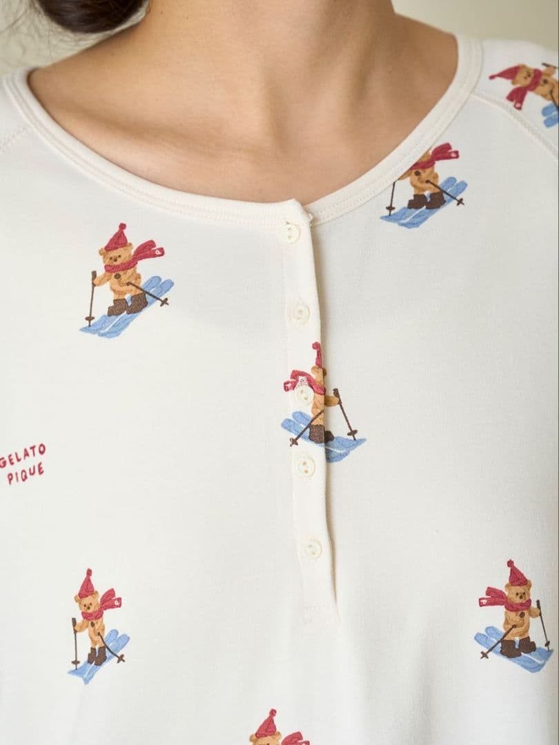 ジェラートピケ 【HOLIDAY】スキーベア柄ロンT ロングパンツセット