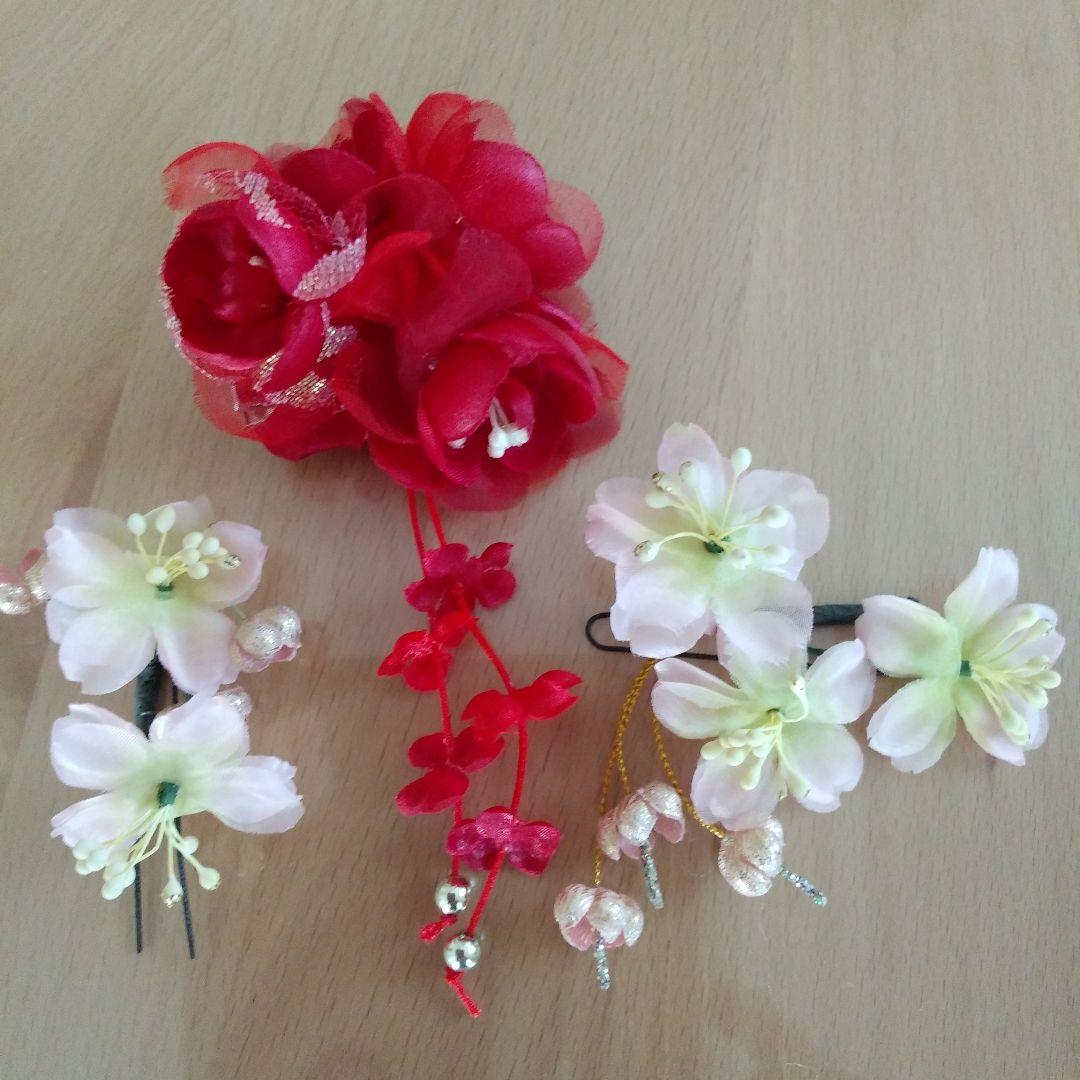 七五三 7歳　袋帯　長襦袢　草履　バック　はこせこ　髪飾り