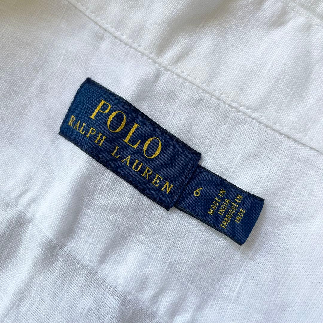 ラルフローレン 極美品 現行 リネンシャツブラウス 6 白