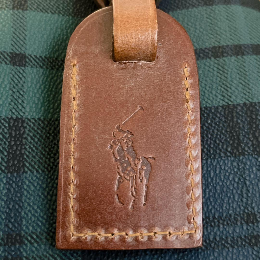 美品　オールド　ポロラルフローレン　ミニボストン　ハンドバッグ　チェック柄　緑