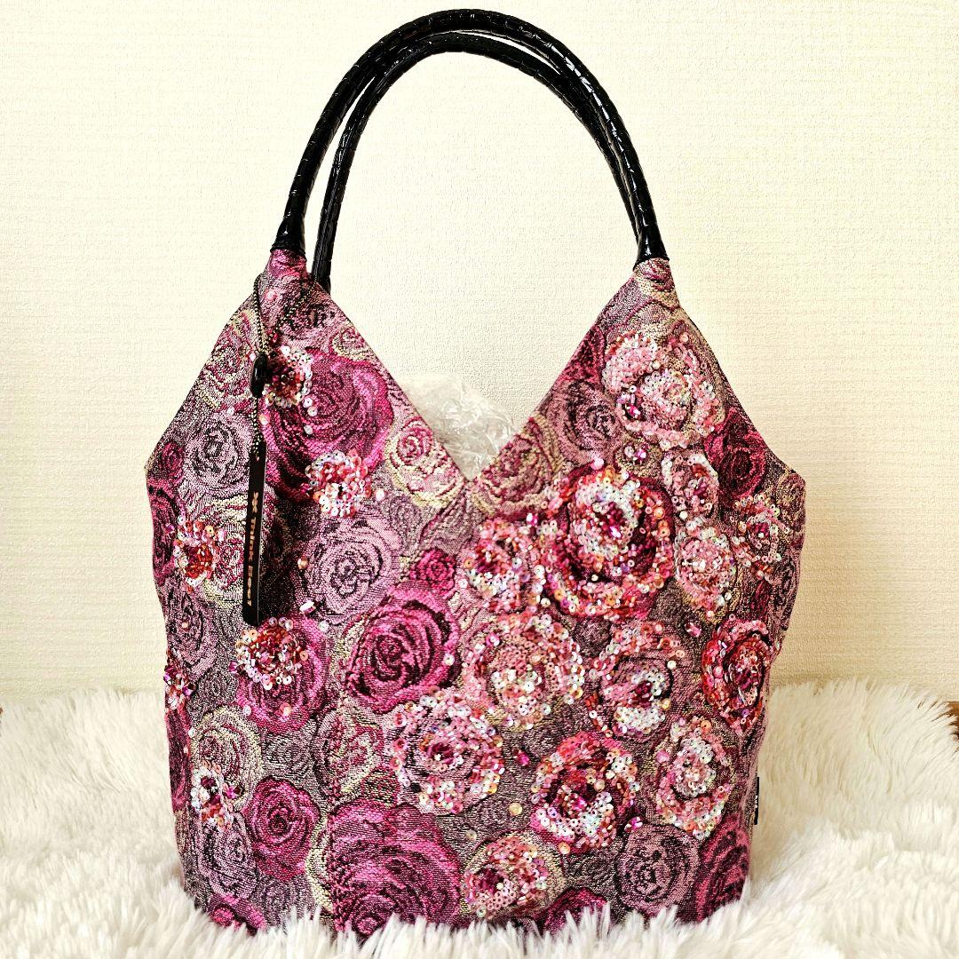 新品 Think Bee! ネバーエンディング ローズ ビジュー バッグ ピンク