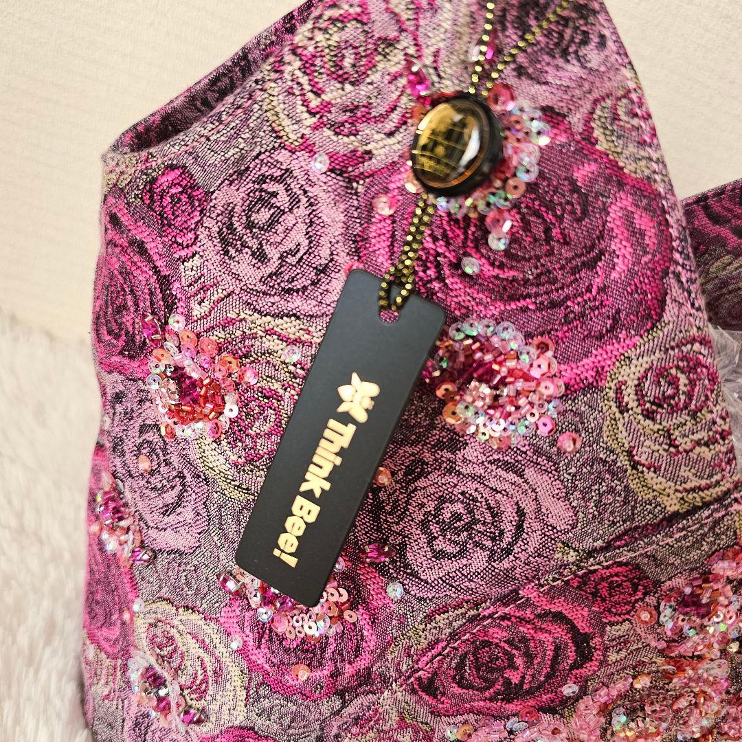 新品 Think Bee! ネバーエンディング ローズ ビジュー バッグ ピンク