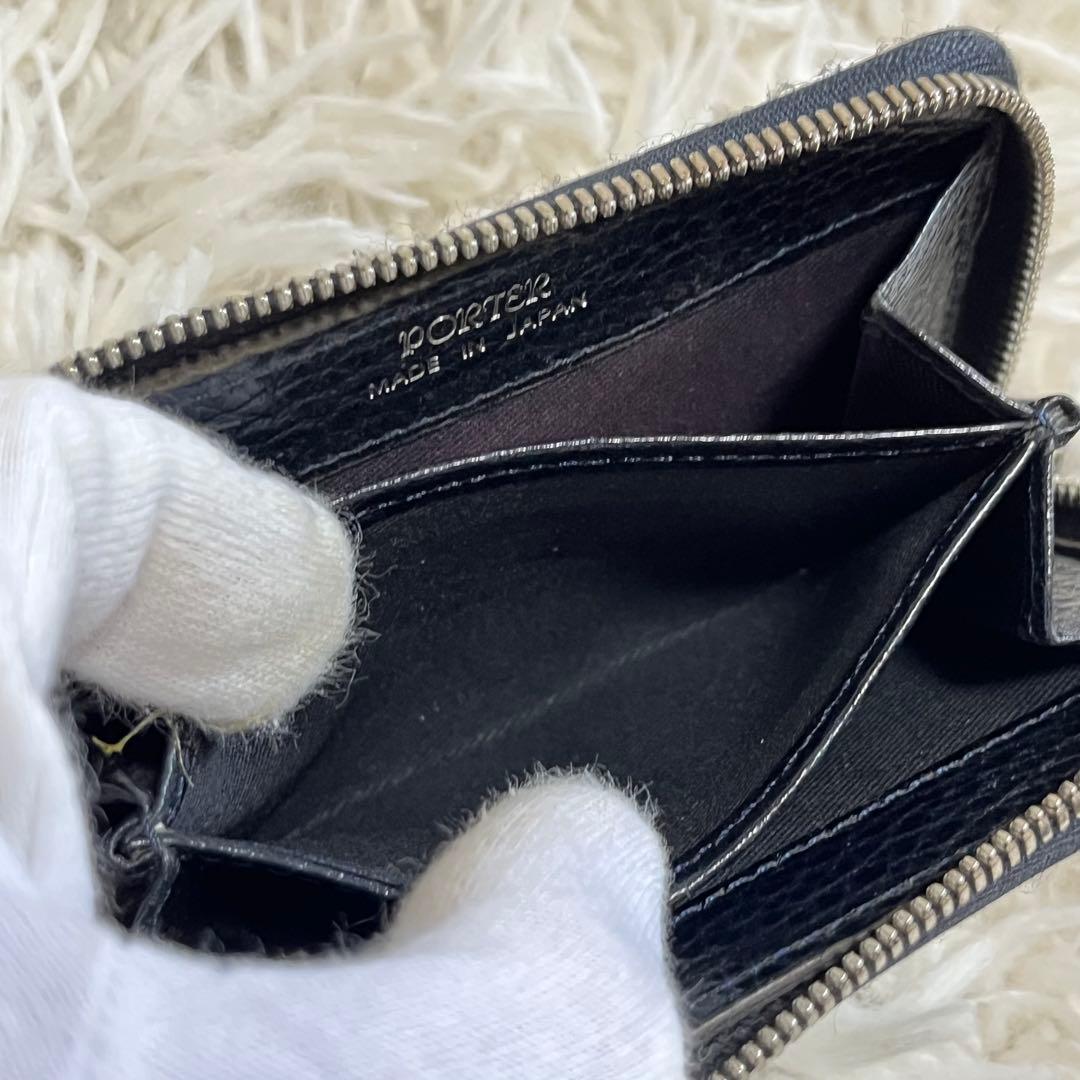 【美品】ポーター　ケース　グレイズ　パンチング　ラウンドファスナー　レザー