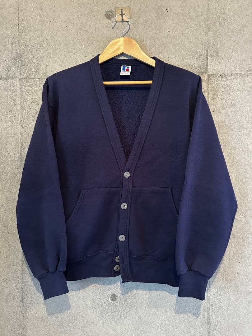 ラッセル アスレチック スウェットカーディガン ネイビー L 90s 古着 希少