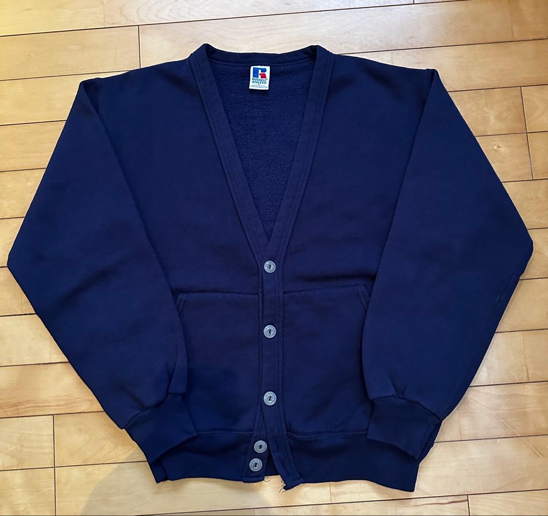 ラッセル アスレチック スウェットカーディガン ネイビー L 90s 古着 希少