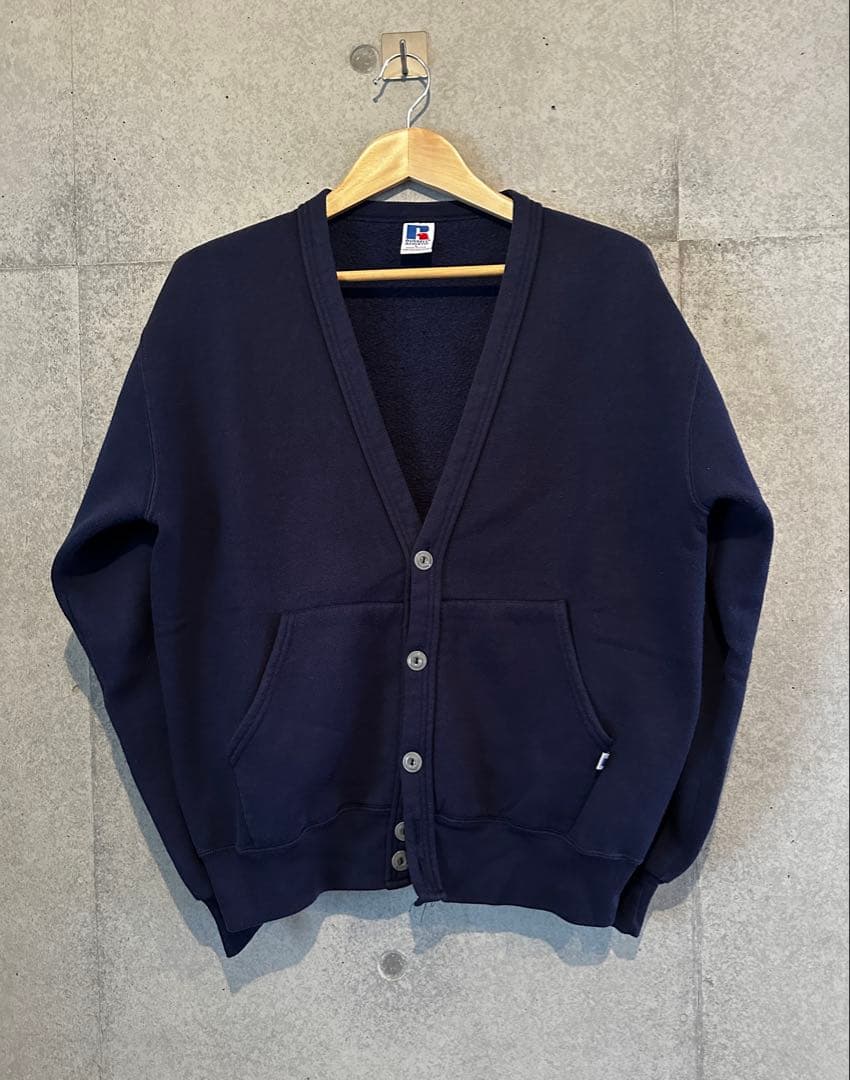 ラッセル アスレチック スウェットカーディガン ネイビー L 90s 古着 希少