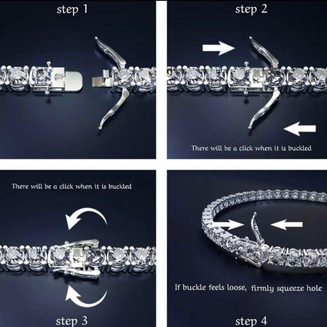 【夜を支配する光】10ctモアサナイト×S925 テニスチェーンブレスレット｜