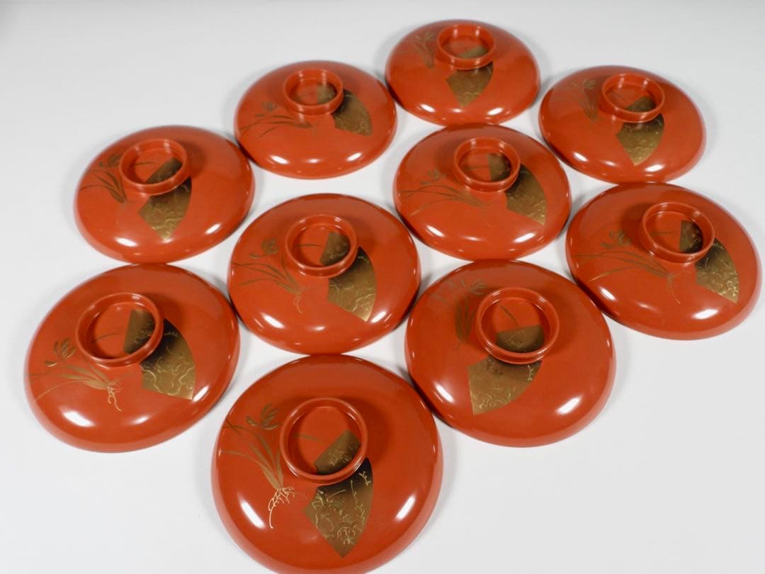 輪島塗 木製 金蒔絵 吸物椀 10客 蓋碗 漆芸 漆器