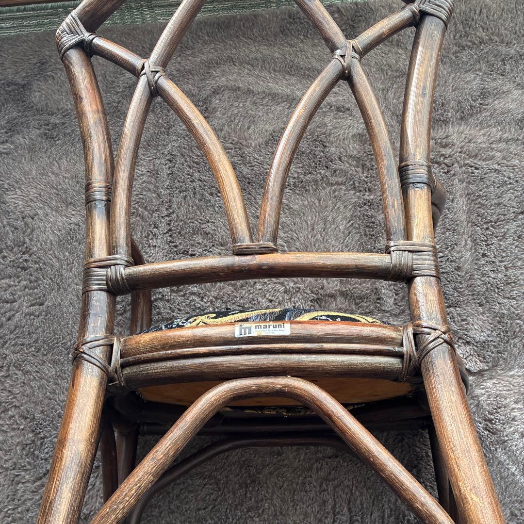 マルニ製　ラタン　花柄クッション付き 椅子　アンティーク