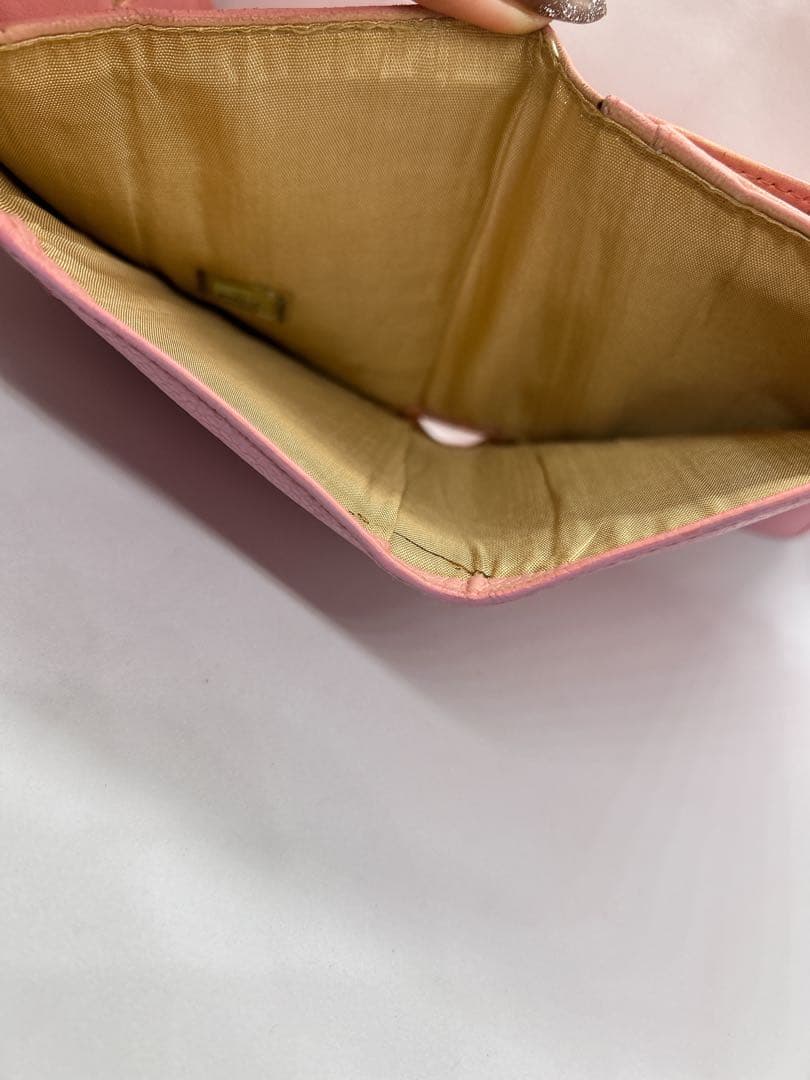 良品✨CHANEL シリアルシール有✨ピンクレザー三つ折り財布/708