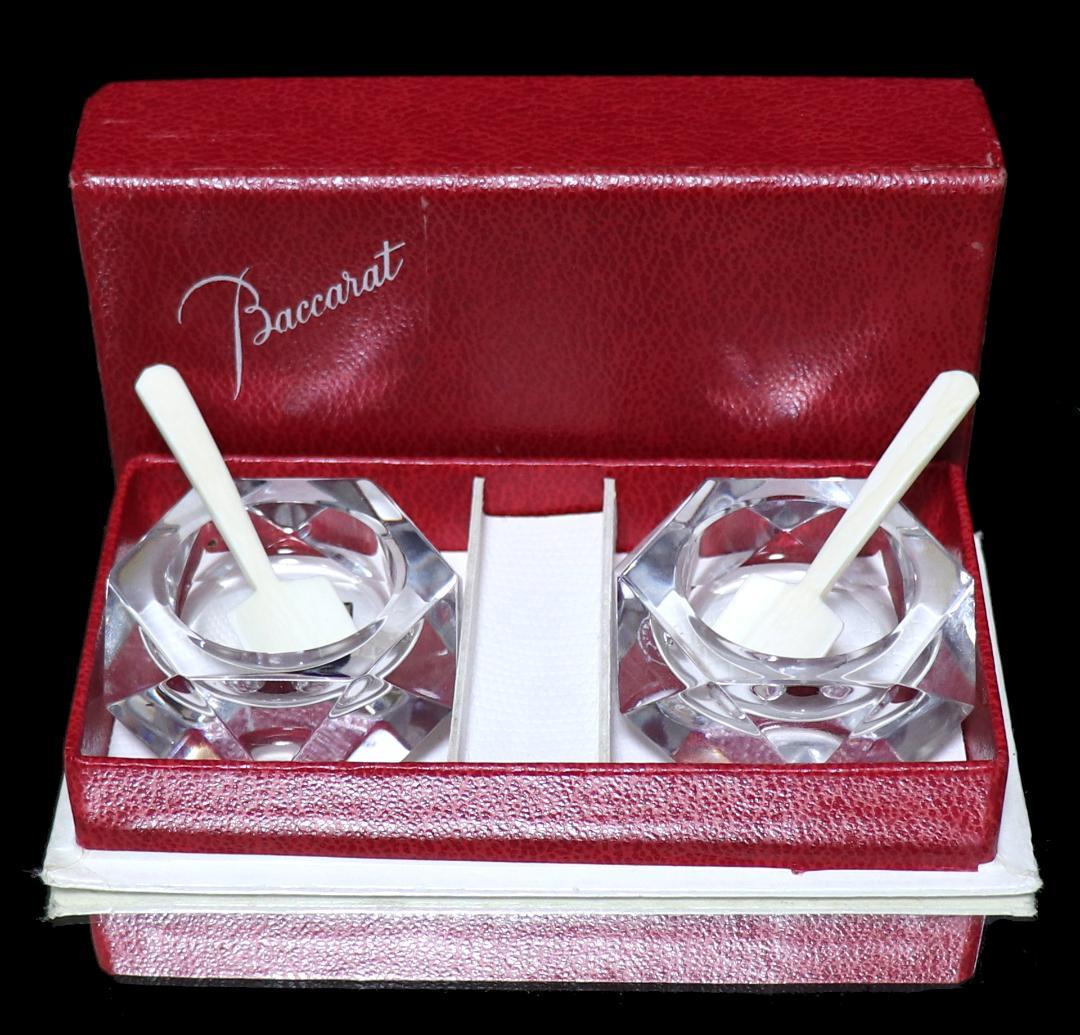 オールド・バカラ未使用 デットストック 調味料入れ 2個 ソルトスプーン 箱付属
