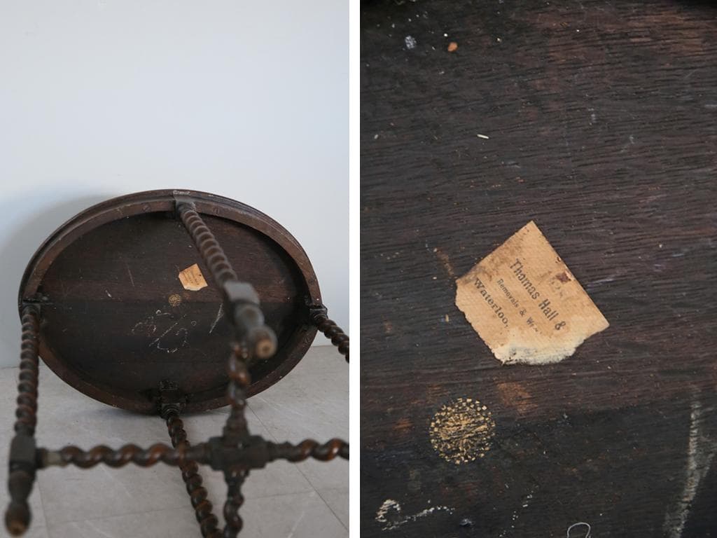 英国アンティーク木製サイドテーブル/オケージョナル机/飾り棚/花台(92-194