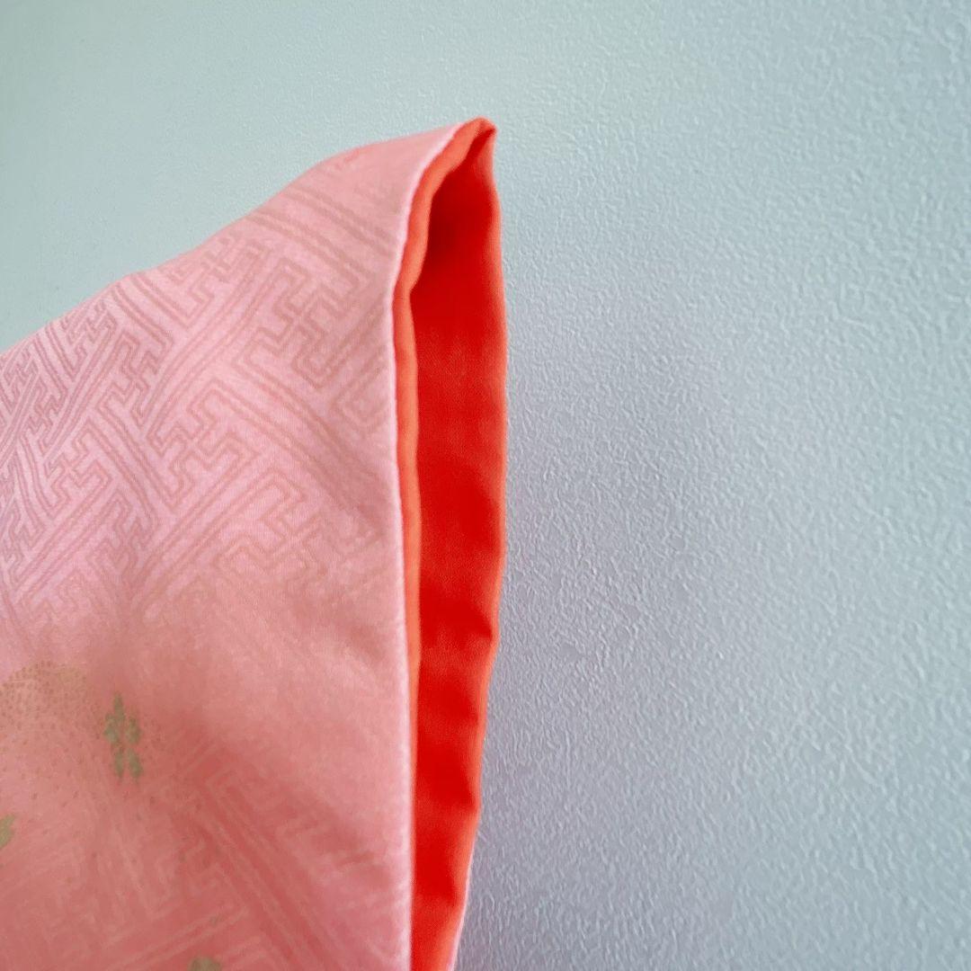 七五三７歳女の子　セット　着物　サーモンピンク　鶴　52338