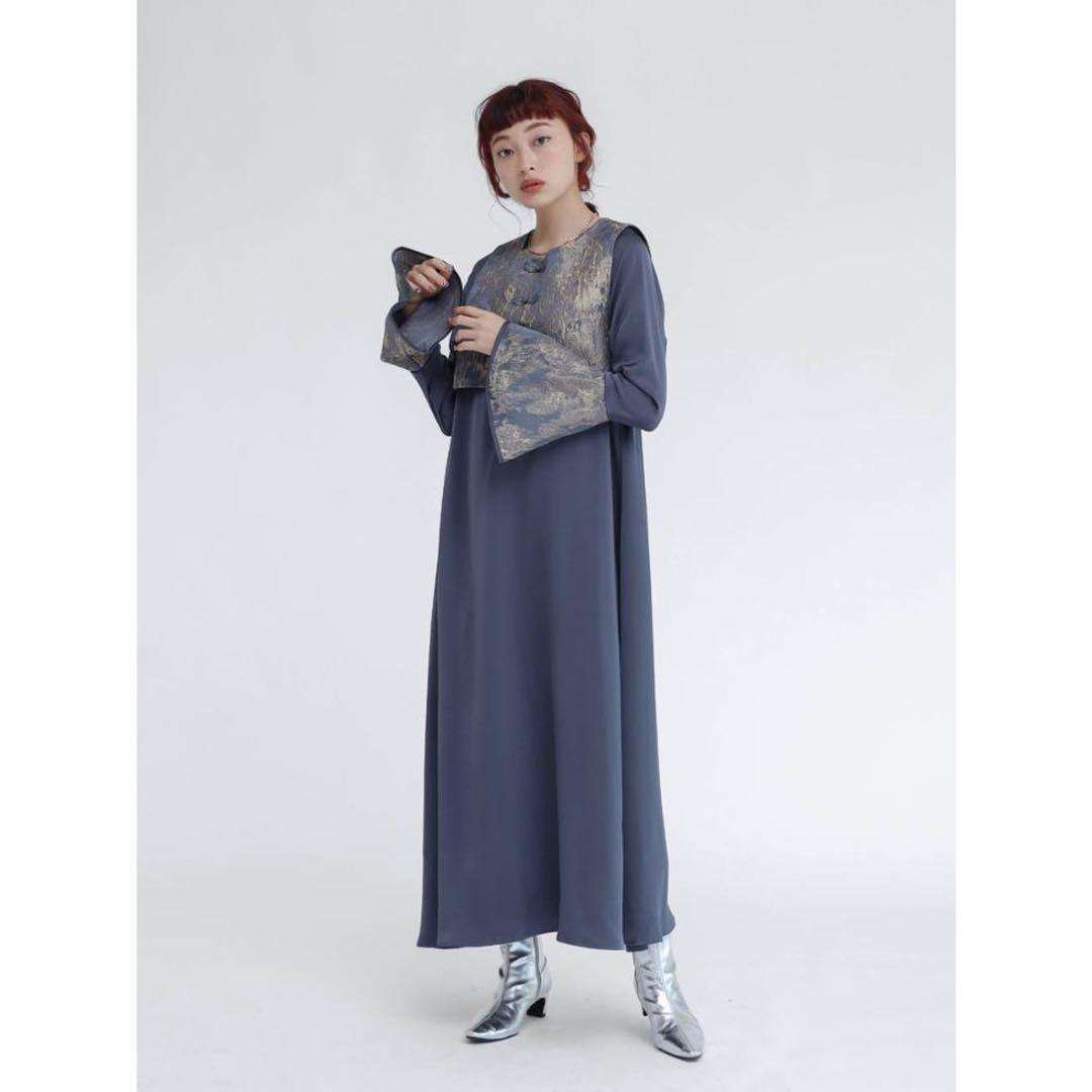 RADIATE×sahara ジャガードベストレイヤードワンピース （ブルー）