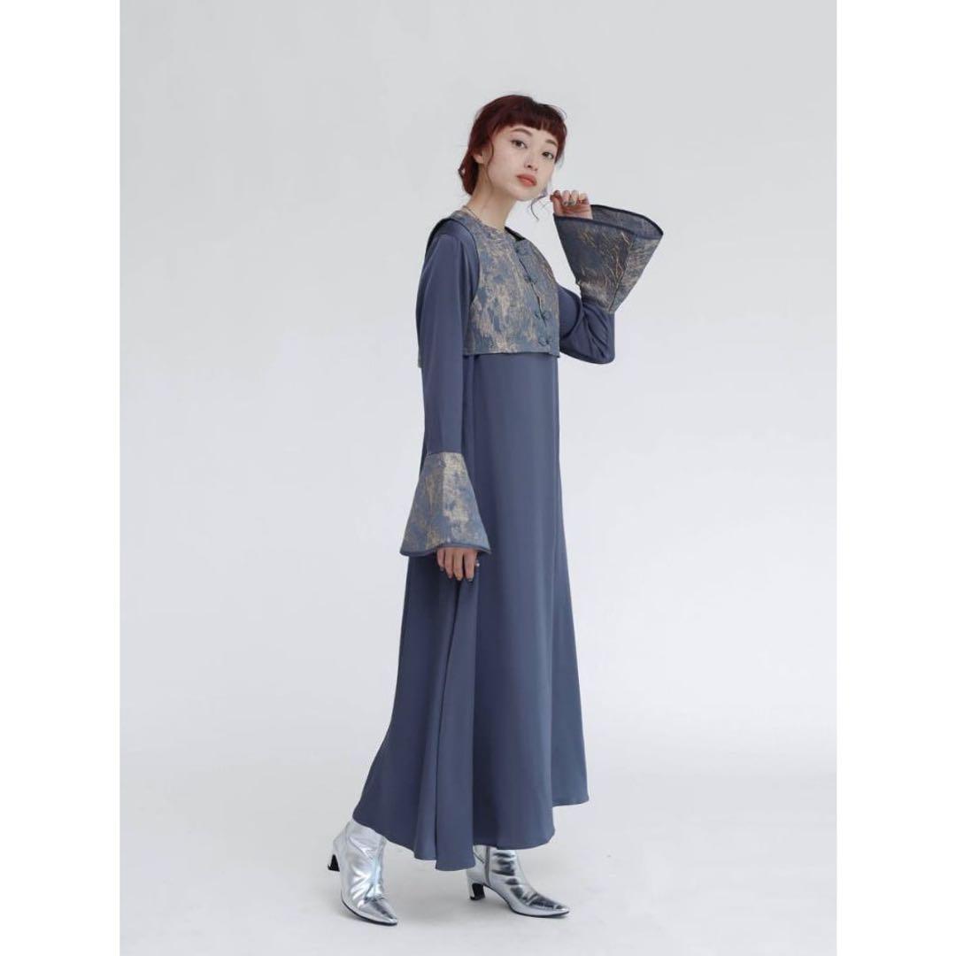 RADIATE×sahara ジャガードベストレイヤードワンピース （ブルー）